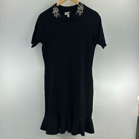 NM Neiman Marcus Embroidered Collar Dress- Black - XL - Picture 1 of 5